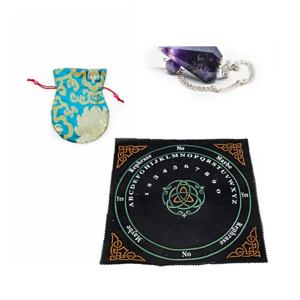 Amethyst Facet Pendulum with Celtic Mat Set – Bundle