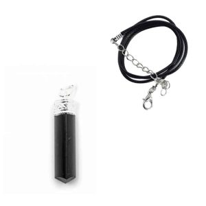 Gemstone Pendant Black Tourmaline with Simple Chain – Bundle