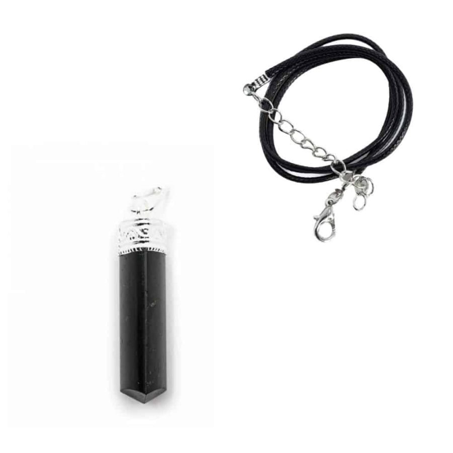 Gemstone Pendant Black Tourmaline with Simple Chain – Bundle