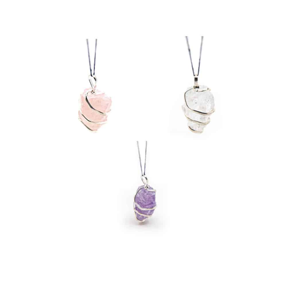 Raw Gemstone Wrap Pendants Golden Triangle - Bundle
