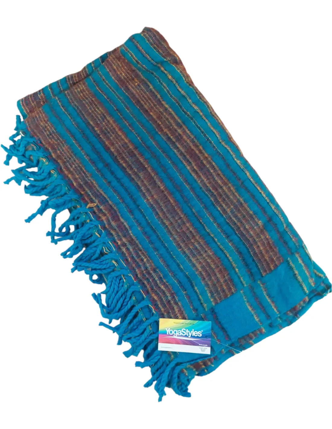 YogaStyles Meditation Blanket Turquoise Blue Yellow Acrylic Wool Hand Washable