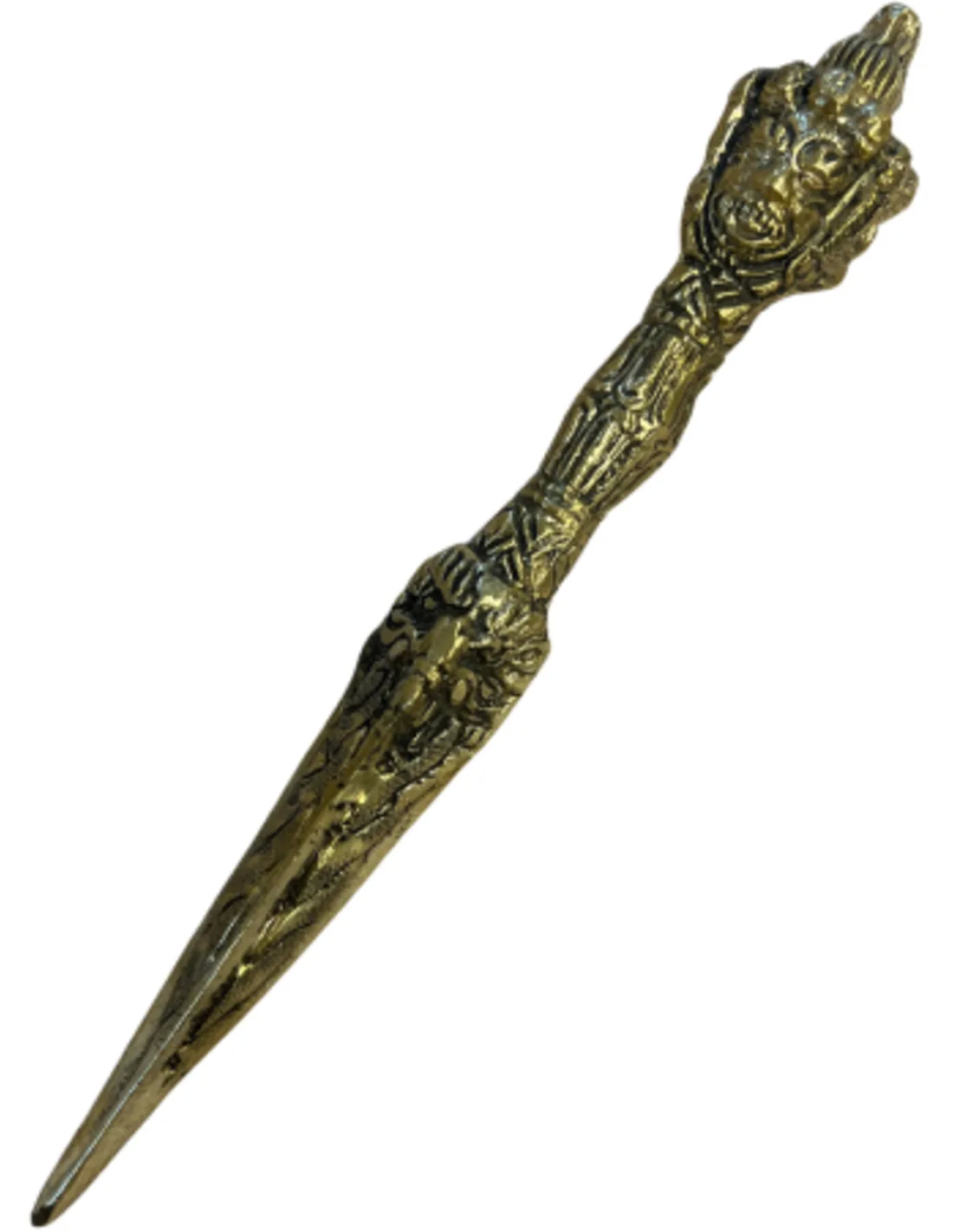 Silver-plated Gilded Brass Phurba Magic Dagger 250 grams