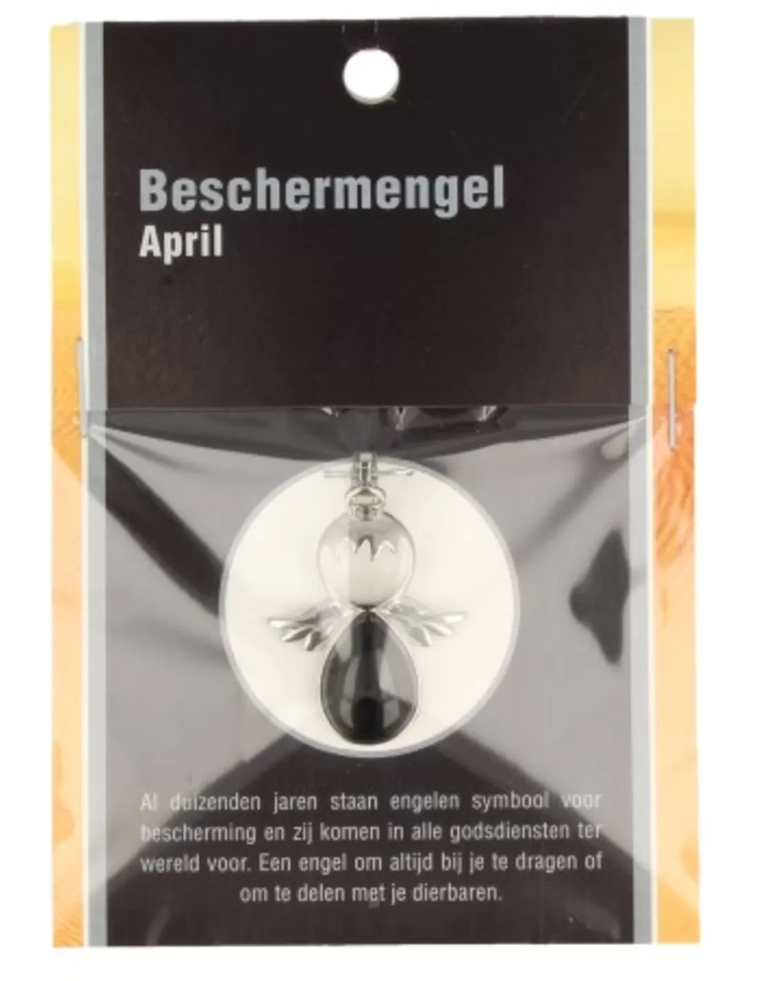 Silver-colored Guardian Angel Pendant April Obsidian