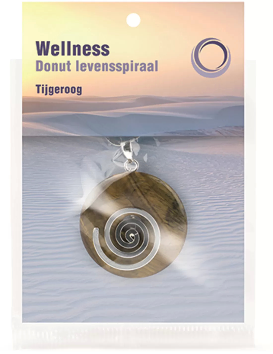 Life Spiral Tiger's Eye Donut Gemstone Pendant