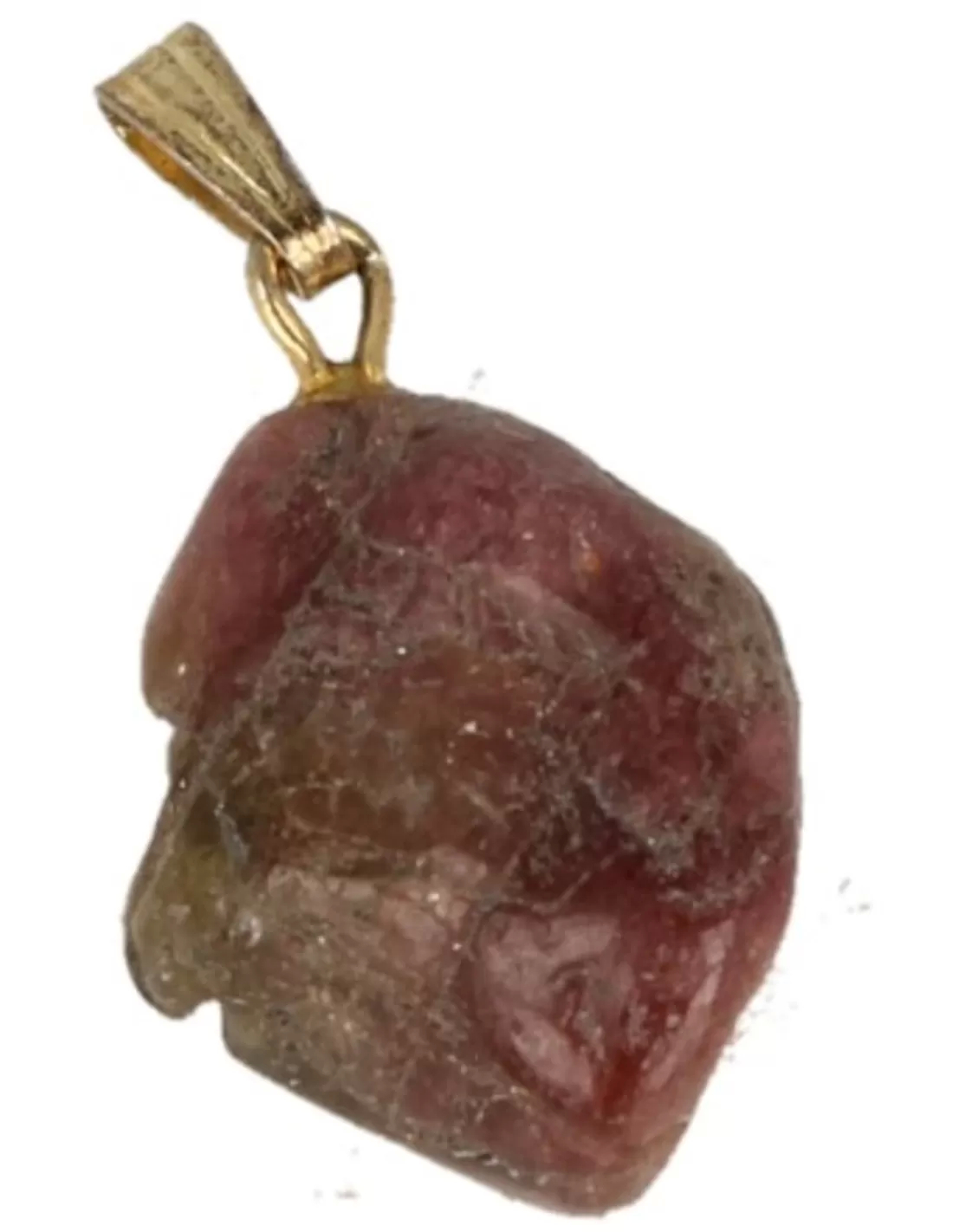 Pink Tourmaline Gemstone Pendant with Silver-Colored Cap Eyelet