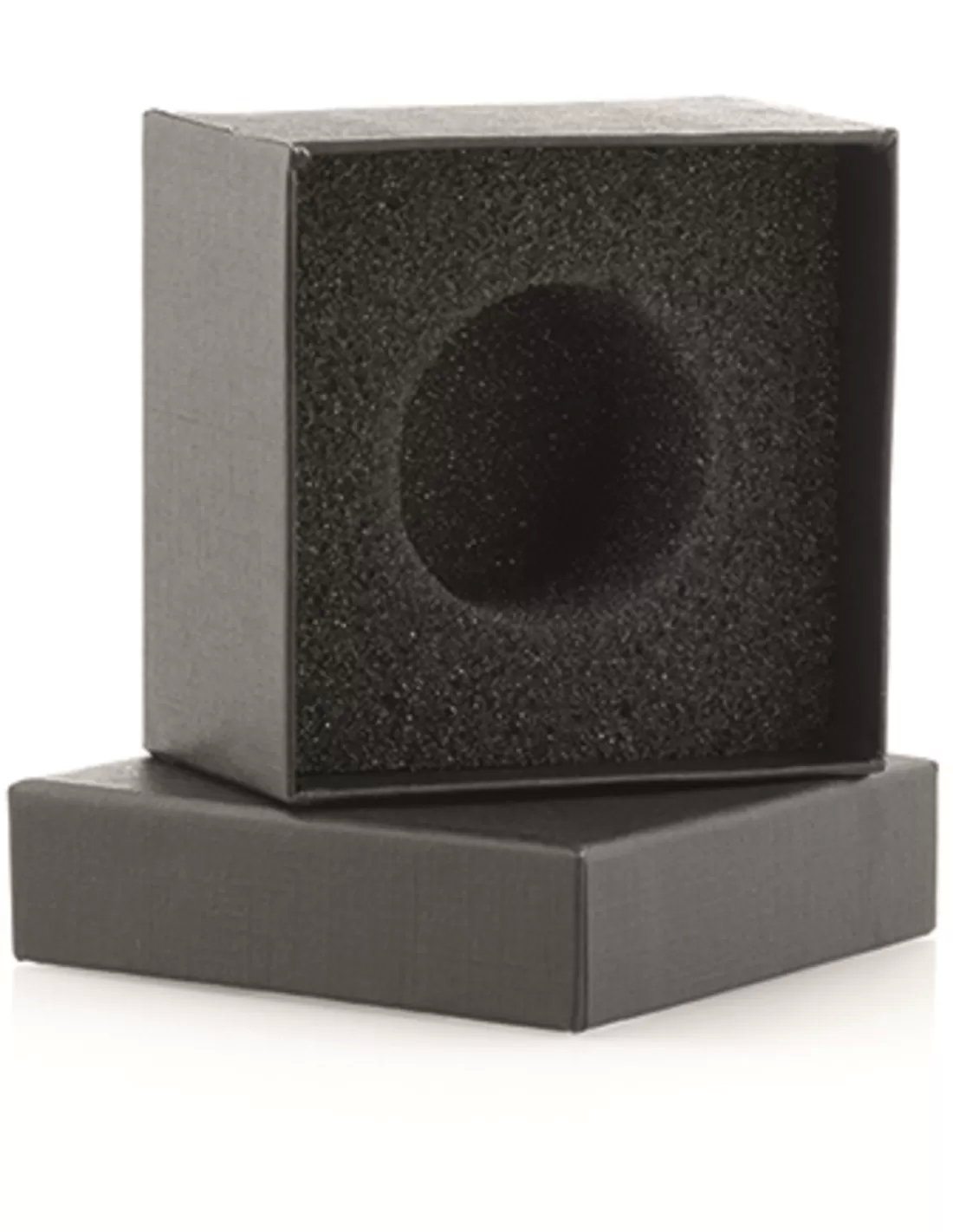 Black packaging box with loose square foam and 45mm fixation hole