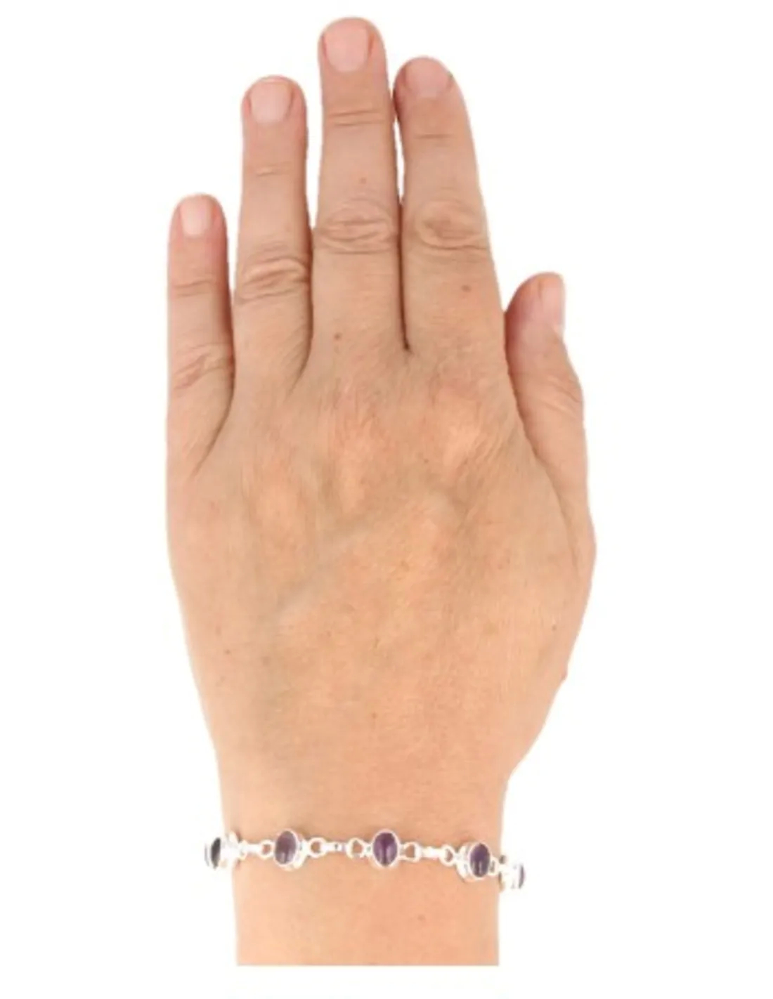Amethyst Bracelet Sterling Silver Handmade India Eight Oval Stones