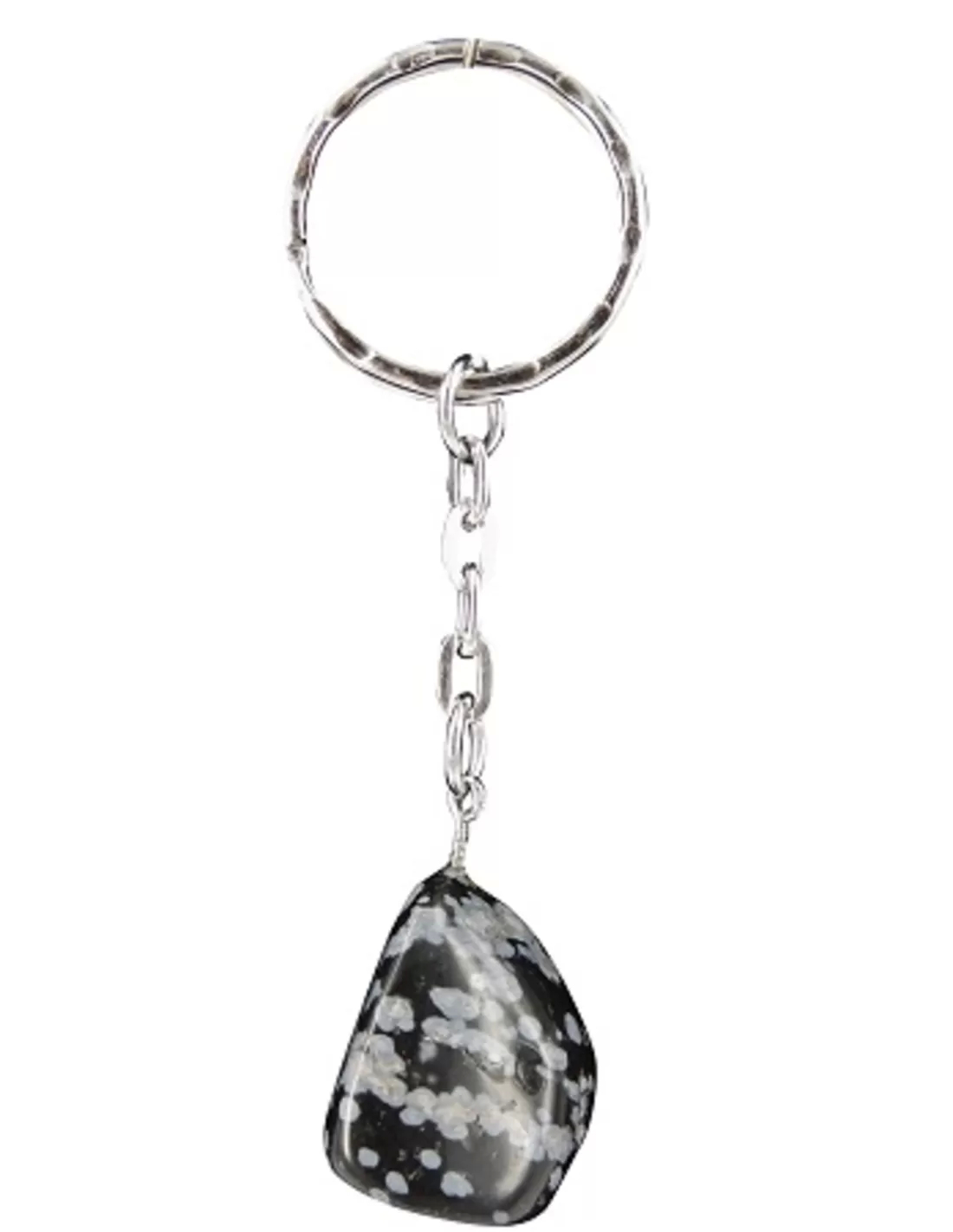 Obsidian snowflake keychain with stone of approximately 20 mm