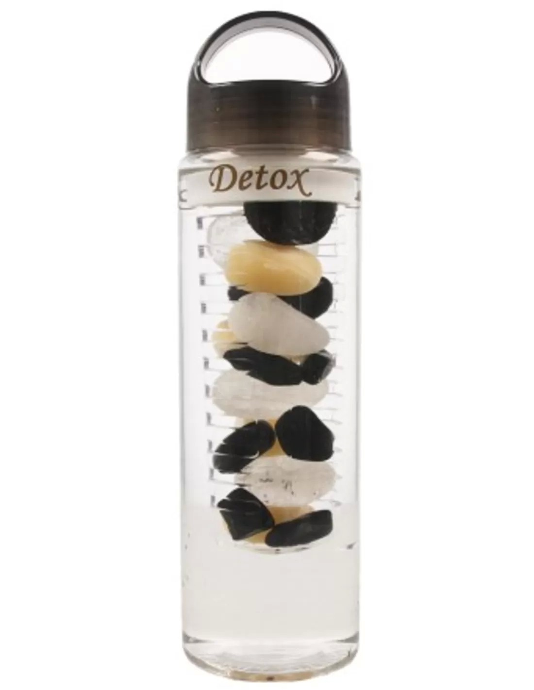 Detox Gemstone Water Bottle with Rock Crystal Tourmaline and Calcite
