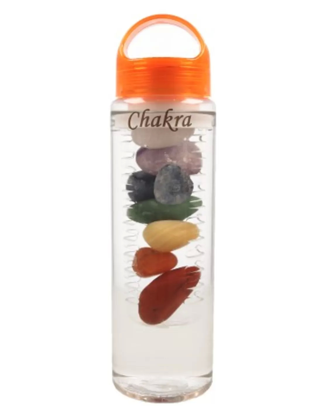 Energy Drinking Water Bottle with Red Jasper, Carnelian, Yellow Calcite, Green Aventurine, Blue Quartz, Amethyst, Clear Quartz