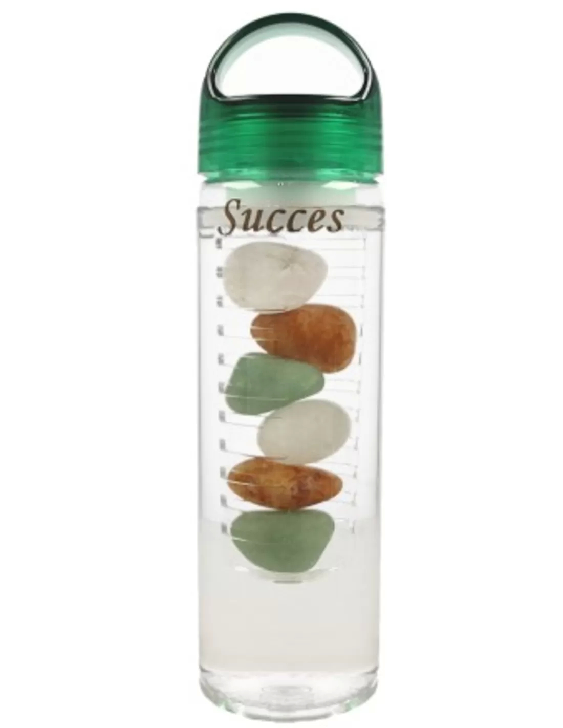 Aqua Gems Success Water Bottle with Green Aventurine Golden Healer Rock Crystal