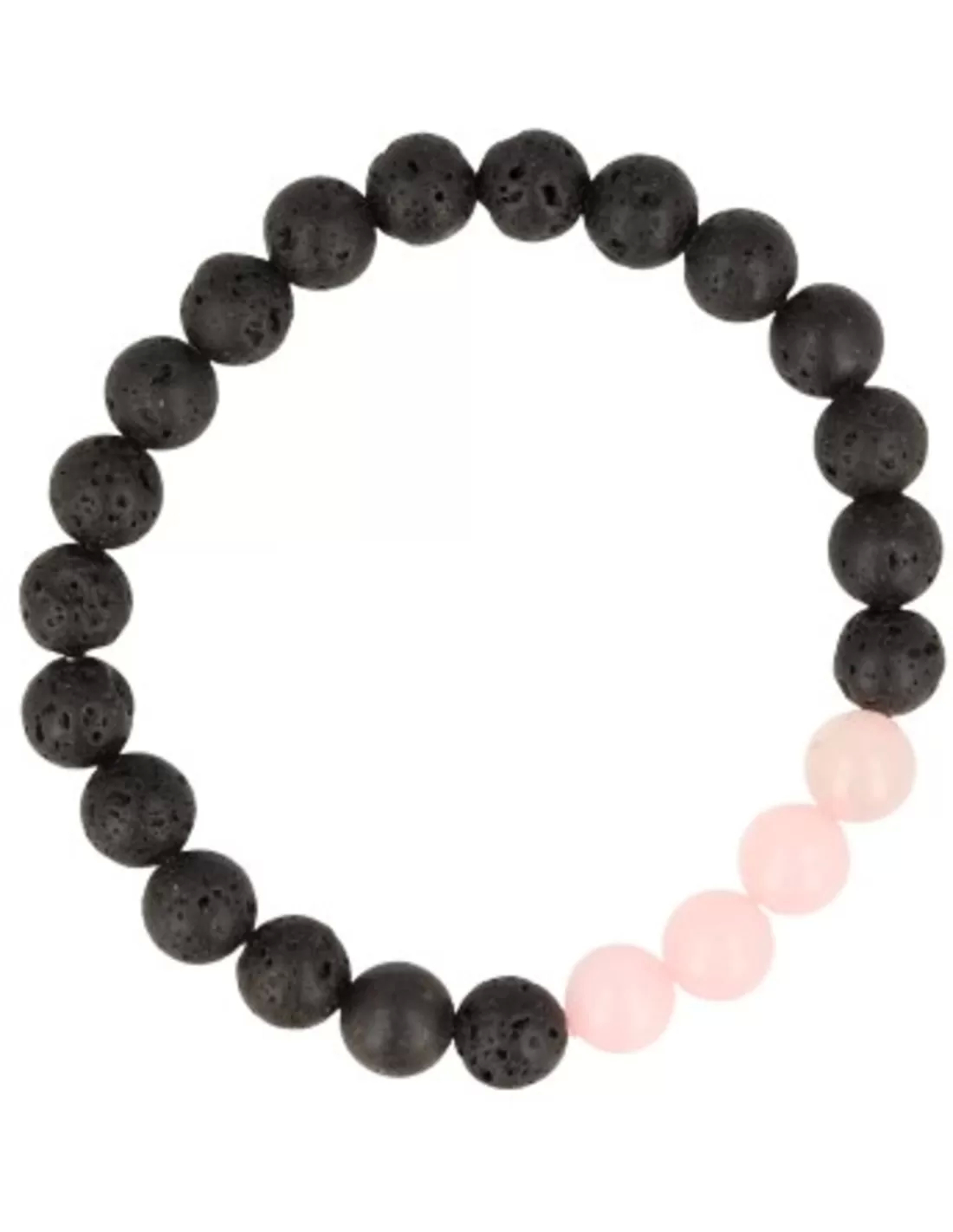 Lava Stone Bead Bracelet with Rose Quartz for Love and Creativity