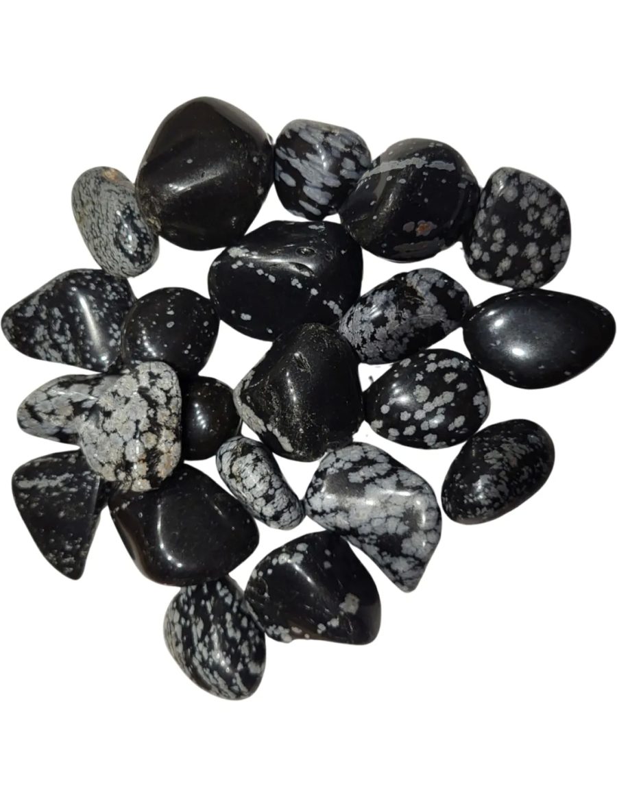 Obsidian snowflake tumbled stones 250 grams Mexico semi-precious stone