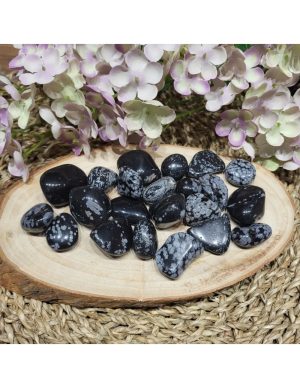 Obsidian snowflake tumbled stones 250 grams Mexico semi-precious stone