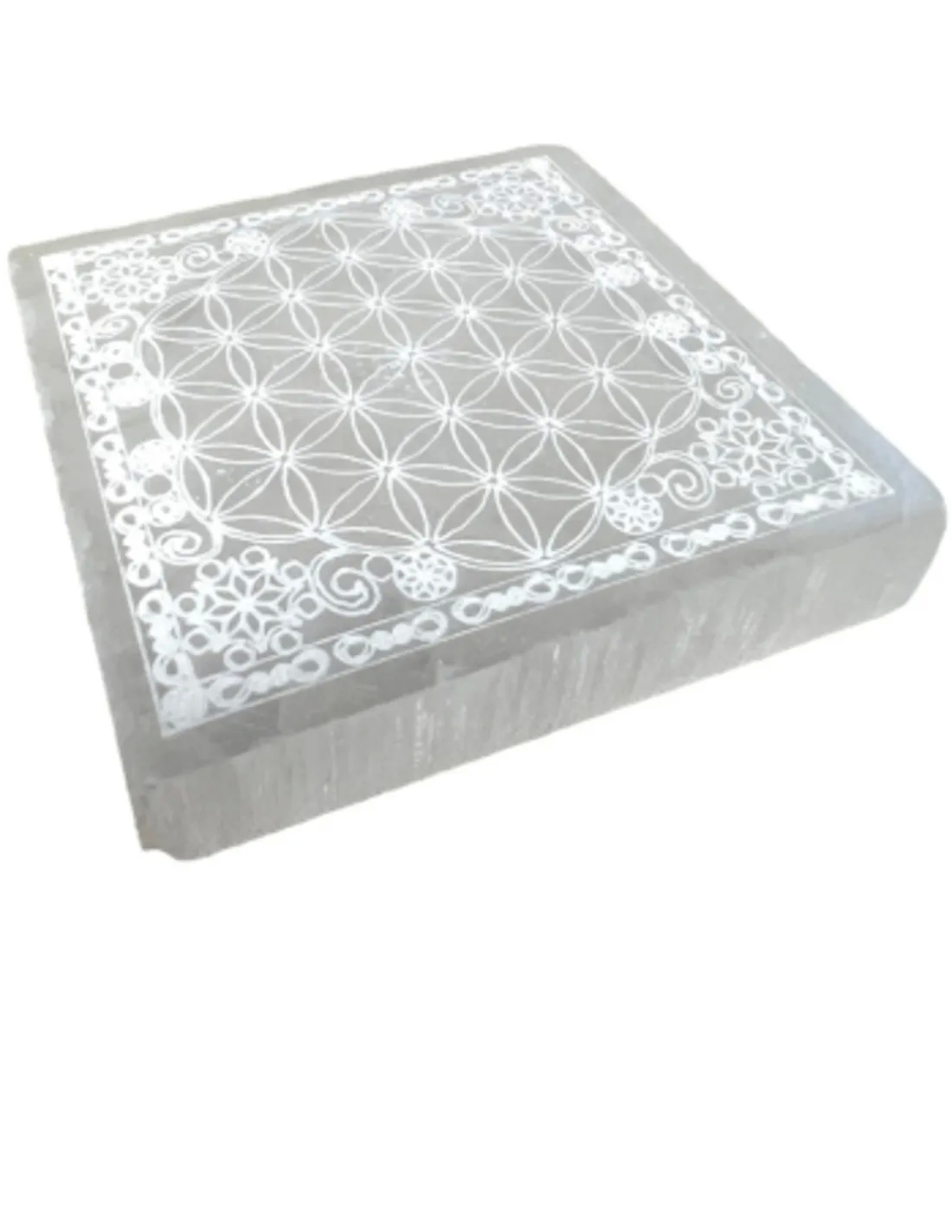 Selenite charging stone square flower of life Moroccan origin weight 175 grams