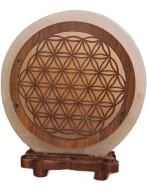 Salt Stone Lamp Deco Flower of Life Including Cable and Bulb