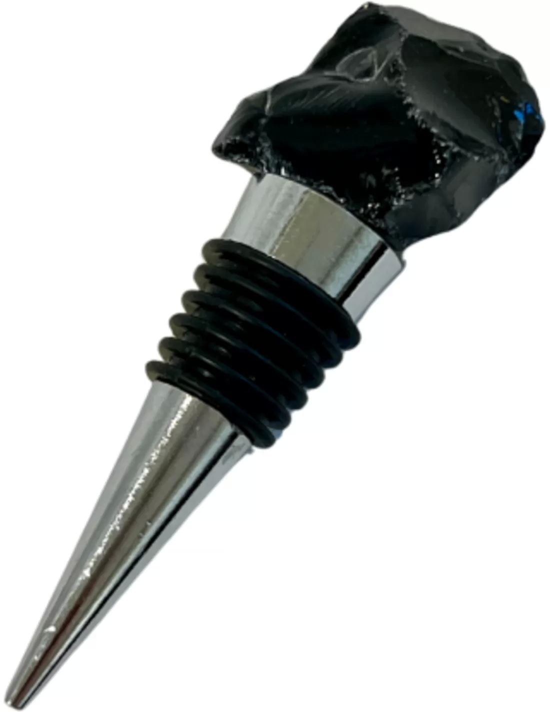 Black Obsidian Wine Stopper - Raw Semi-precious Stone Design