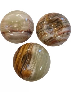 Aragonite Eggshells Set of Three Unique Onyx Marble Stones