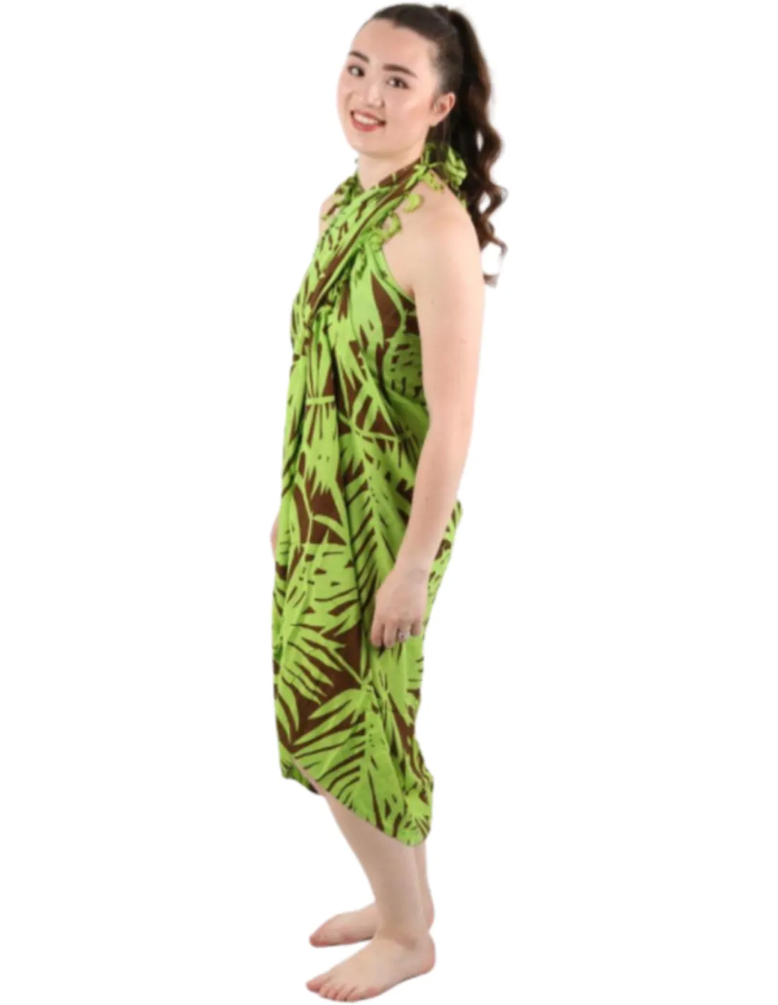 Green Sarong Black Mandala Print Rayon Fabric 260 Grams