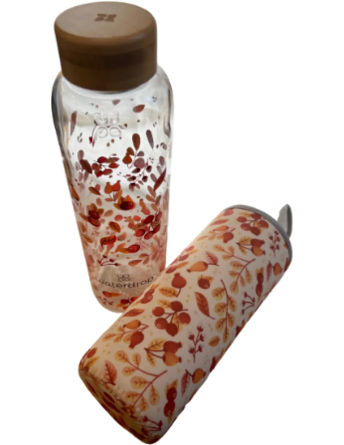 Waterdrop glass bottle 600 ml Defence with neoprene sleeve