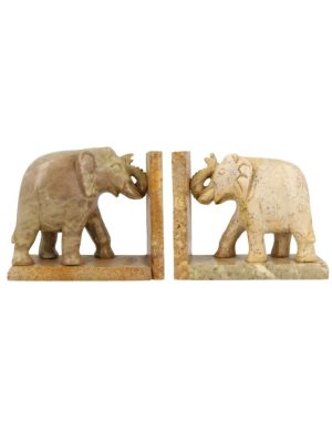 Soapstone Elephant Bookends Set Indian Origin