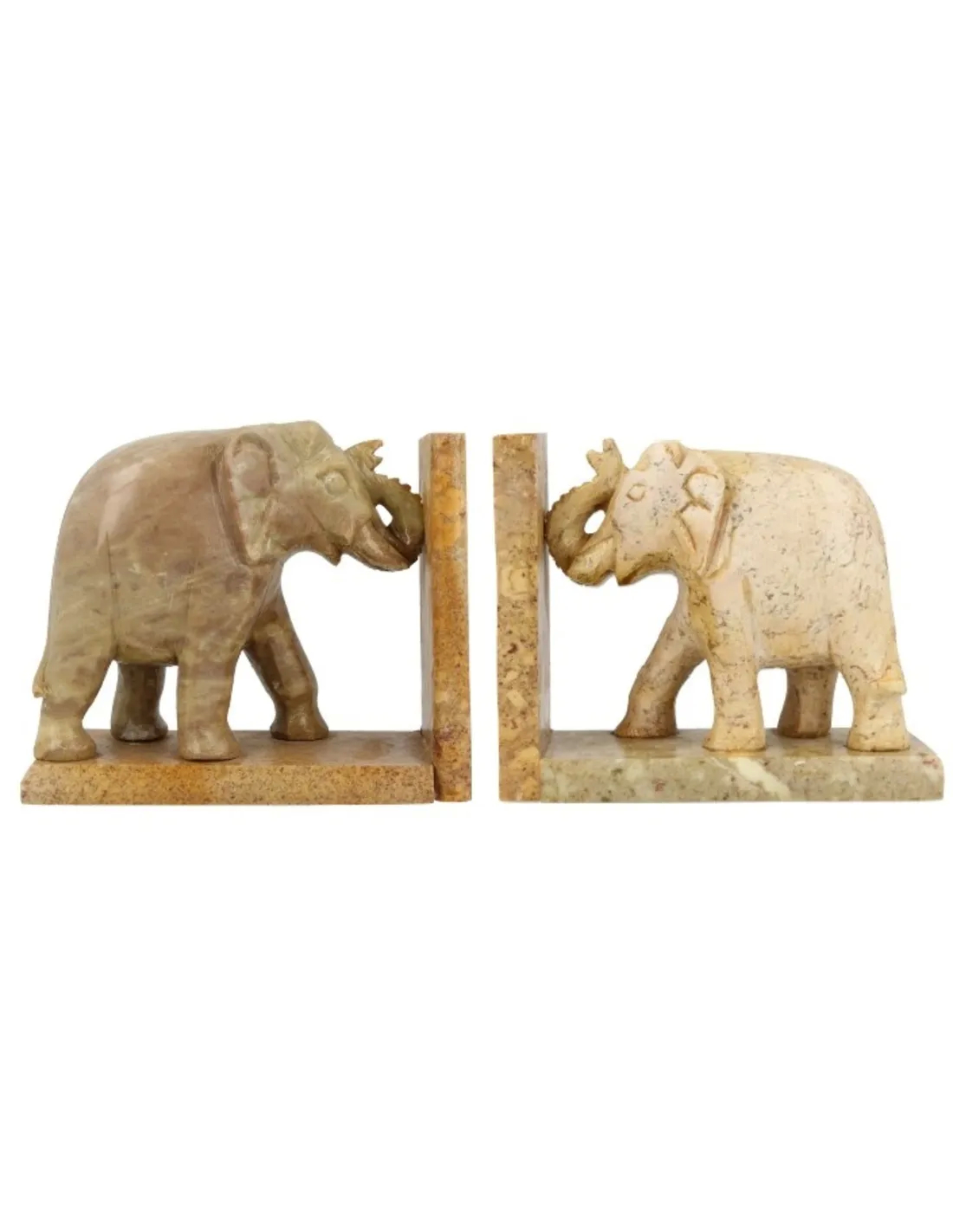 Soapstone Elephant Bookends Set Indian Origin
