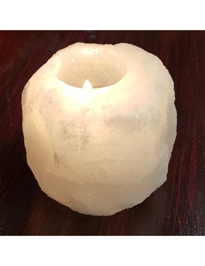 White Saltstone Tealight Holder Unique Atmospheric Lighting Pakistan Origin