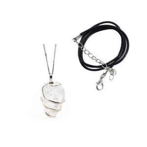 Rough Gemstone Pendant Rock Crystal with Simple Chain – Bundle