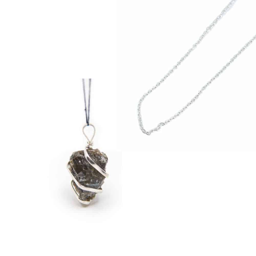 Rough Gemstone Pendant Labradorite with Silver Chain – Bundle