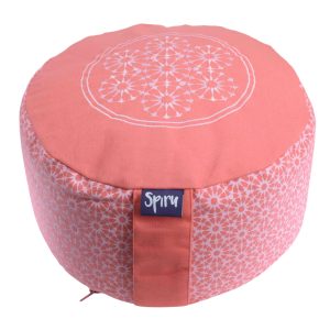 Spiru Meditation cushion Round Cotton Pink - Sun print - 30 x 15 cm