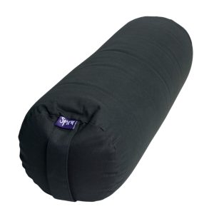 Yoga Bolster Black Round Cotton - Plain - 59 x 21,5 cm