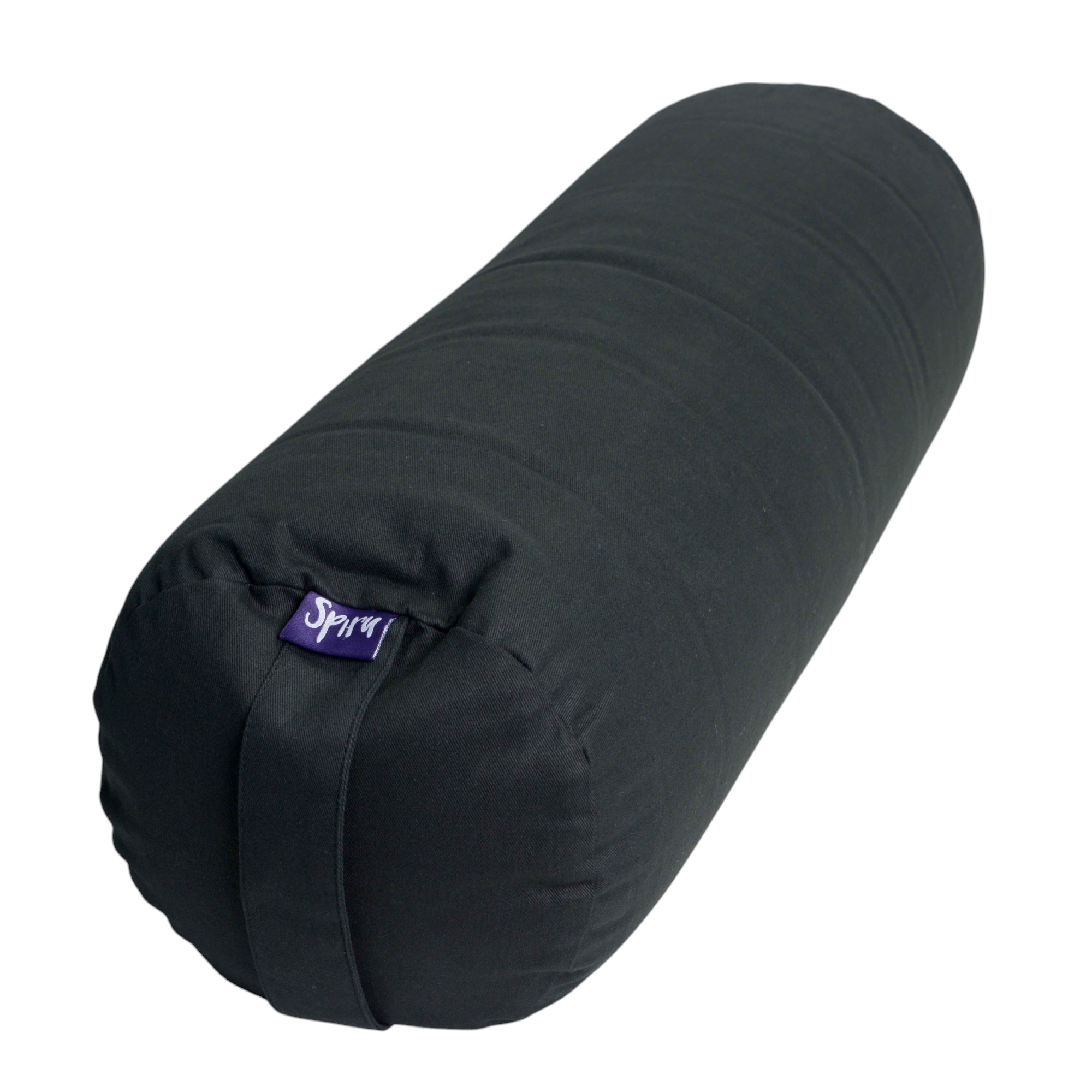 Yoga Bolster Black Round Cotton - Plain - 59 x 21,5 cm