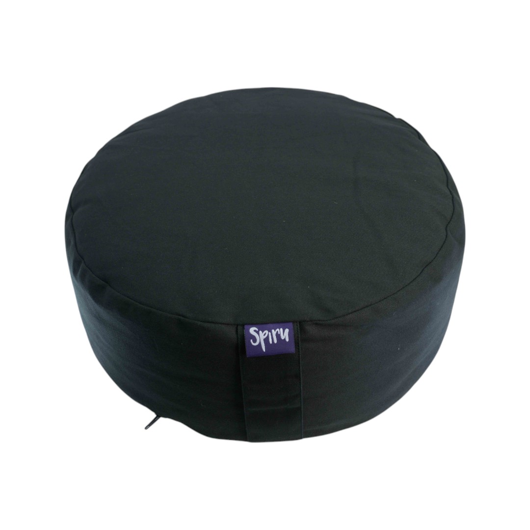 Spiru Meditation Cushion Round Cotton Black - 36 x 15 cm