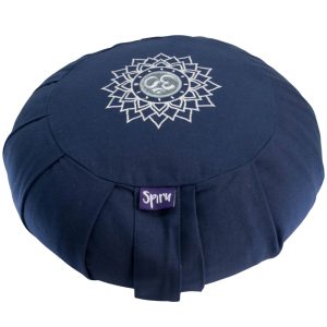 Spiru Meditation Cushion Zafu Pleated Cotton Indigo - OHM - 36 x 14 cm