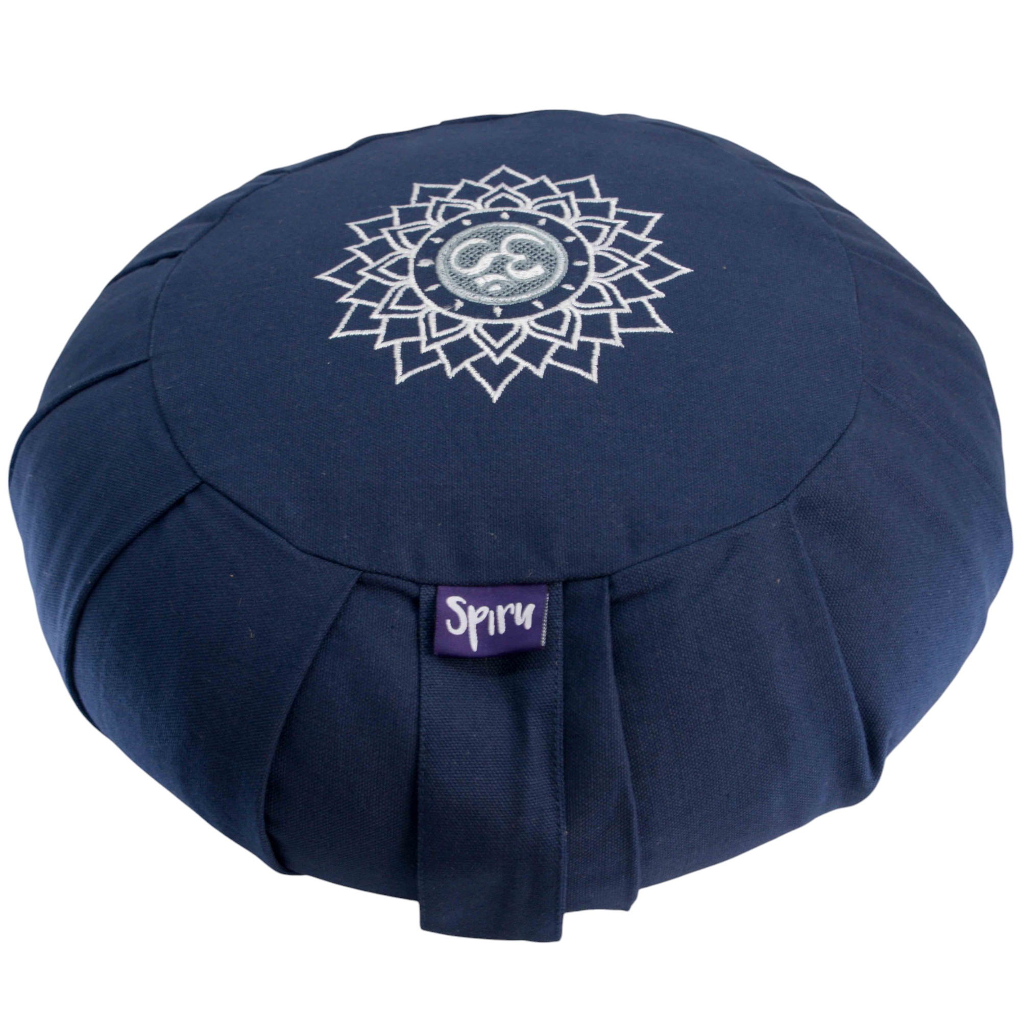 Spiru Meditation Cushion Zafu Pleated Cotton Indigo - OHM - 36 x 14 cm